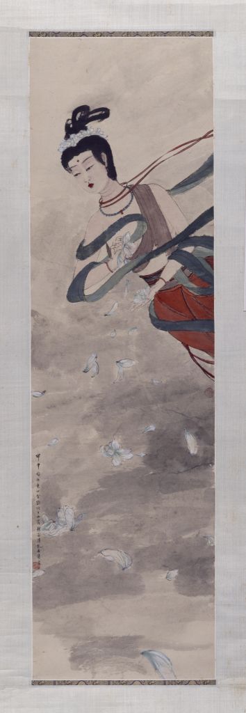 图片[1]-Fu Baoshi’s Heavenly Maiden Scattered Flowers Axis-China Archive